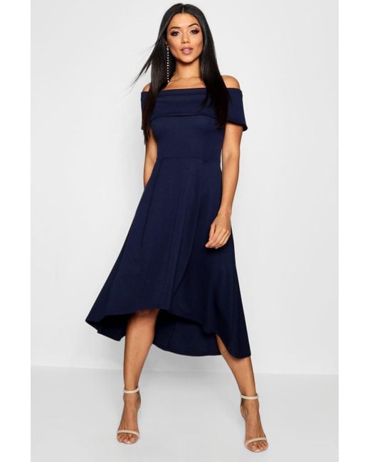 boohoo navy skater dress