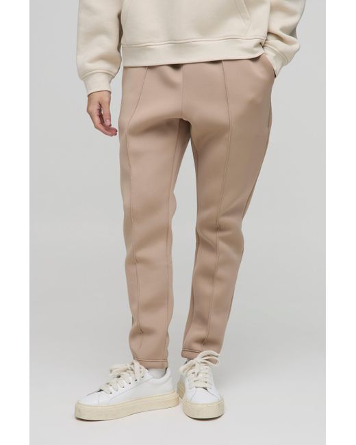Pantalón Deportivo Ajustado De Scuba Con Unión Boohoo de color Natural
