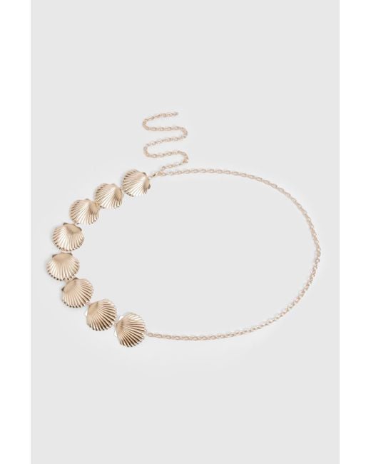 Boohoo White Shell Chain Belt