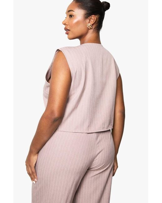 Boohoo Pink Plus Button Down Longline Waistcoat