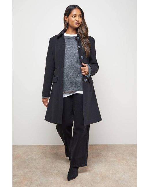 Oasis Blue Faux Wool Button Through Dolly Coat
