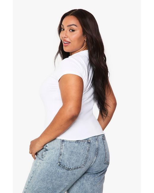 Boohoo White Plus Feeling Supersonic Fitted Tee