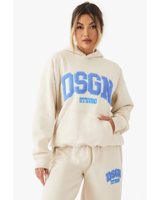 Sudadera Oversize Con Capucha Y Estampado Dsgn Studio Boohoo de color Blue