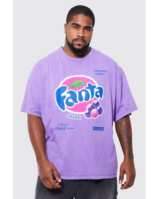 Boohoo Plus T-Shirt mit lizenziertem Fanta Grape Print in Purple für Herren