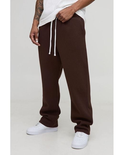 BoohooMAN Brown Basic Oversized Drop Crotch Jogger for men
