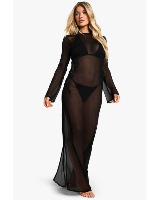 Boohoo Black Beachwear Essentials Maxi Dress