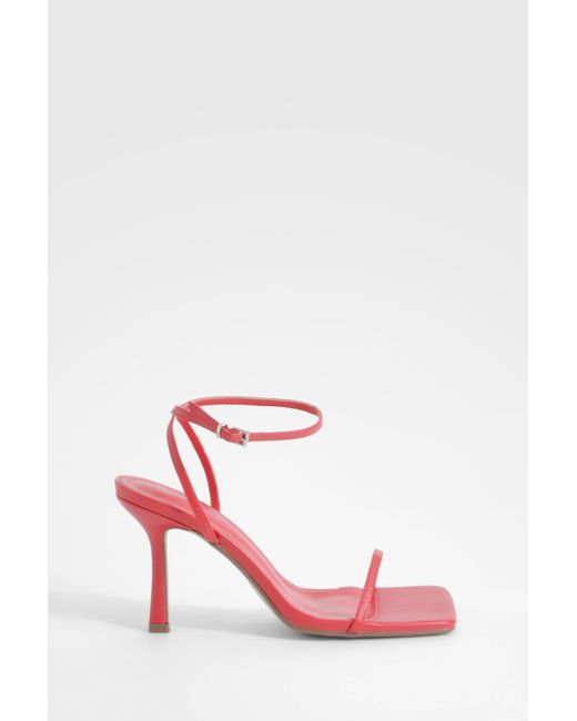 Boohoo Pink Skinny Strap Square Toe Barely There