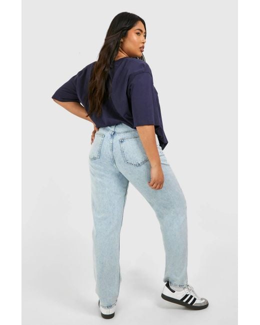 Boohoo Blue Plus Light Acid Wash Mom Jeans