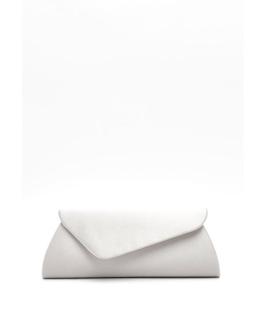 Boohoo Assymetric Satin Clutch Bag in White Lyst