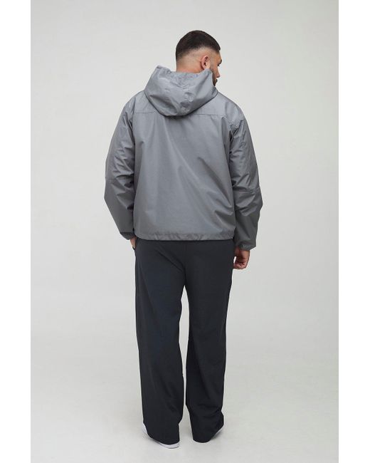 Plus Regular Fit Lightweight Quilted Hooded Jacket Boohoo de color Gray