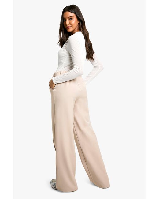Boohoo Natural Marl Drawstring Waist Smart Woven Trousers