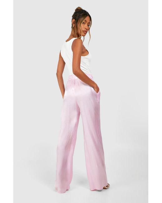 Boohoo Pink Woven Shimmer Trouser