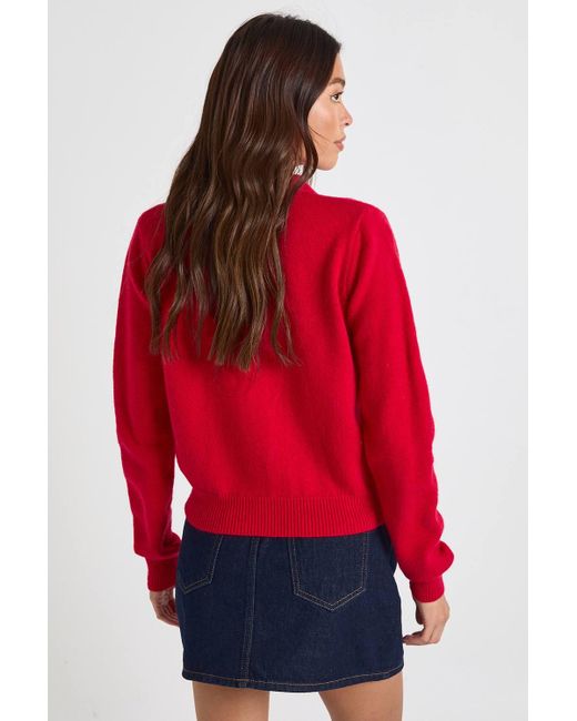 Boohoo Heart Button Collared Knitted Cardigan