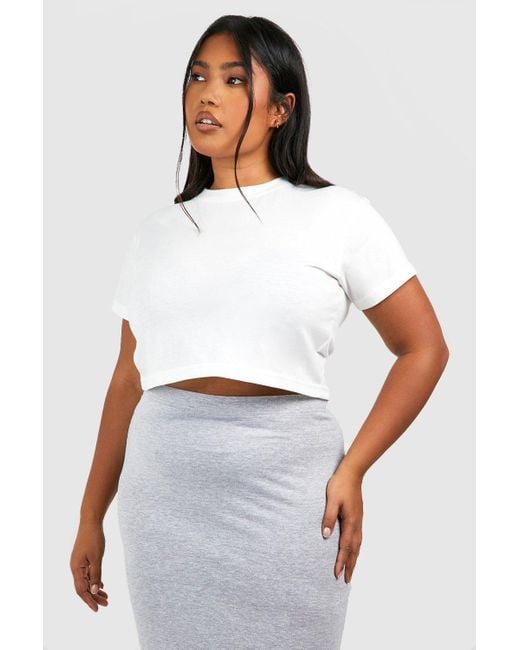 Boohoo Plus Cotton Elastane Basic Maxi Skirt in Grey | Lyst UK