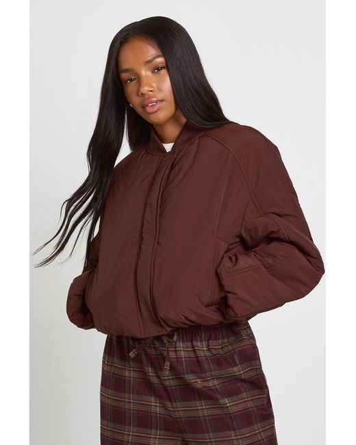 Boohoo Brown Oversized Bomber Jacket