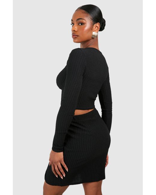 Boohoo Black Tall Crinkle Corset Detail Top & Mini Skirt Co-ord