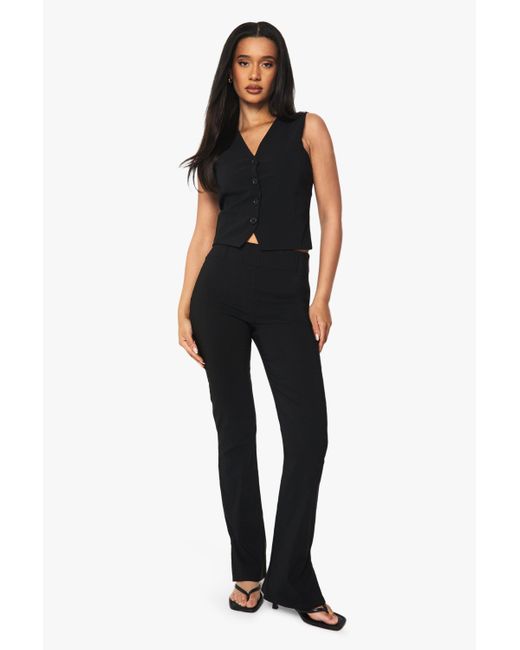Boohoo Black Bengaline Slim Flare Trousers