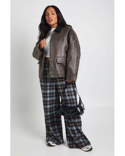 Boohoo Gray Plus Stitch Detail Collared Jacket