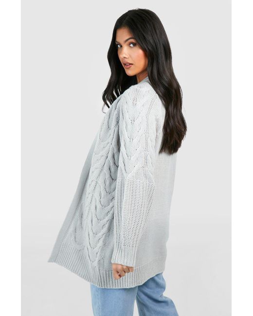 Boohoo Gray Maternity Fisherman Knit Cardigan