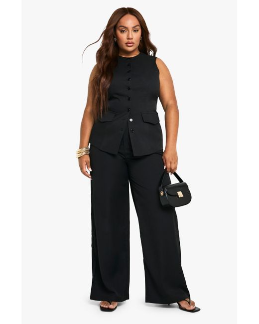 Boohoo Black Plus Wide Leg Tailored Trouser