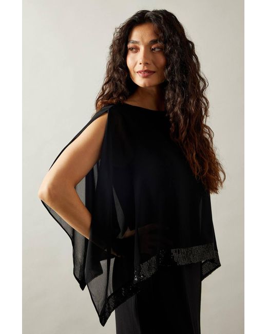 Wallis Black Occasion Sequin Overlay Formal Midi Dress