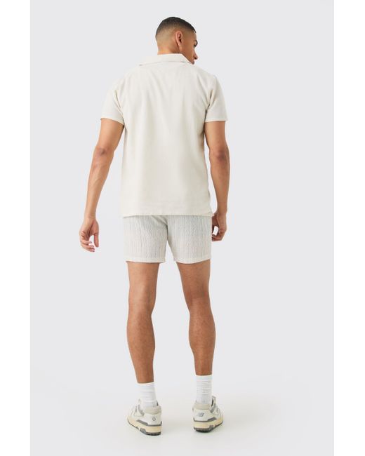 BoohooMAN White Short Sleeve Linen Shirt for men