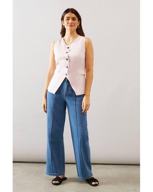 Wallis Blue Button Through Waistcoat