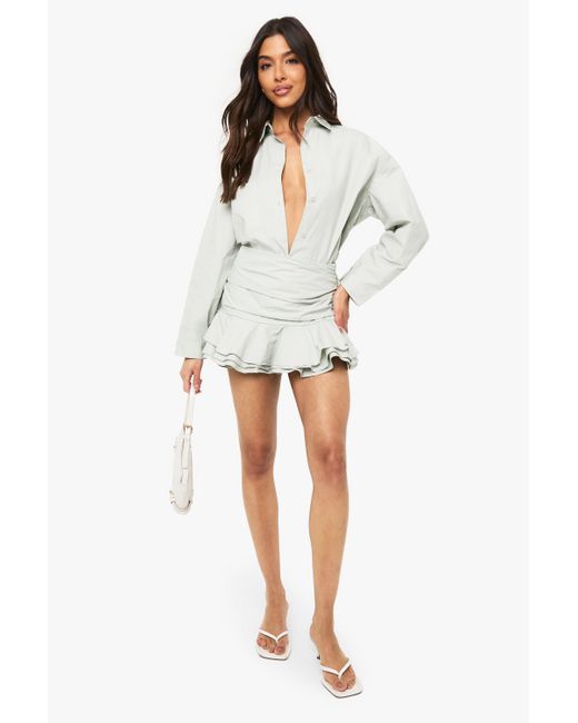 Oversized Shirt Boohoo de color White