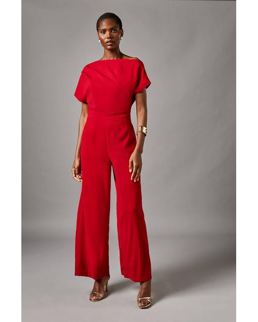 Coast Red Pleat Off The Shoulder Jumpsuit