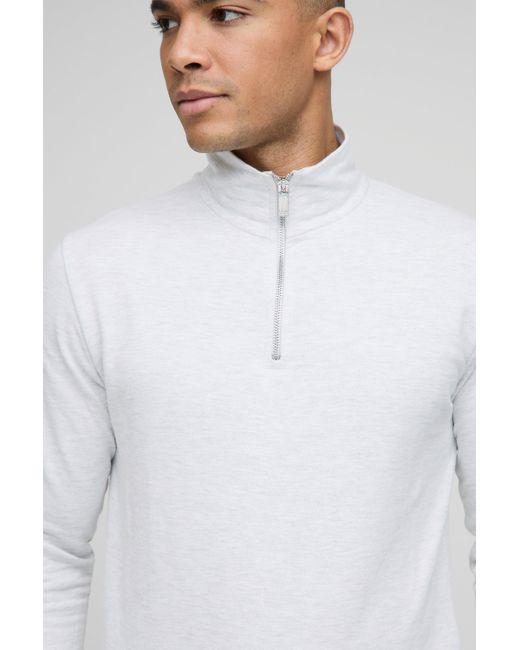 Sudadera Básica Ajustada Con Cremallera 1/4 Boohoo de color White
