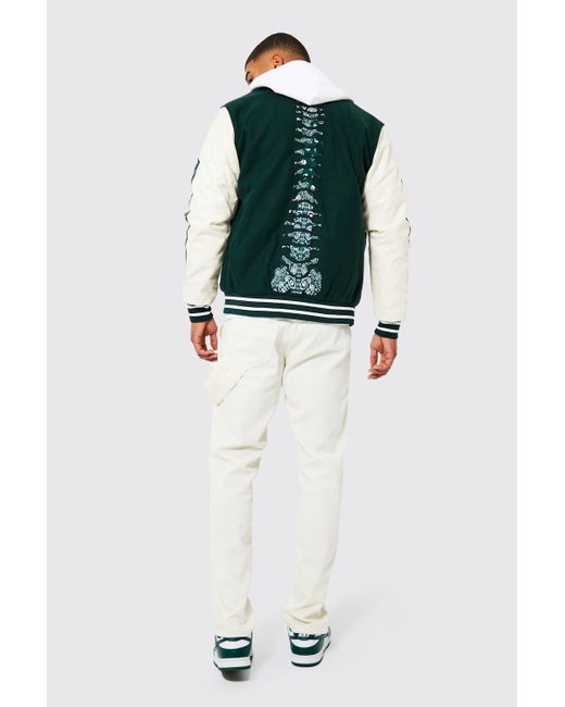 BoohooMAN Bandana Skeleton Varsity 