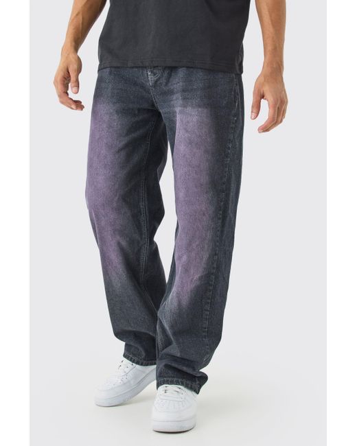 BoohooMAN Blue Baggy Rigid Slate Tint Jeans In Grey for men