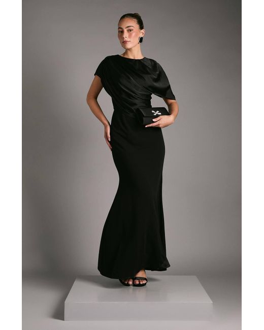 Coast Black Slinky Draped Detail Fishtail Maxi Dress
