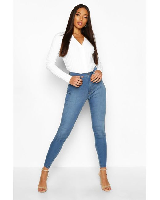 high rise stretch skinny jeans