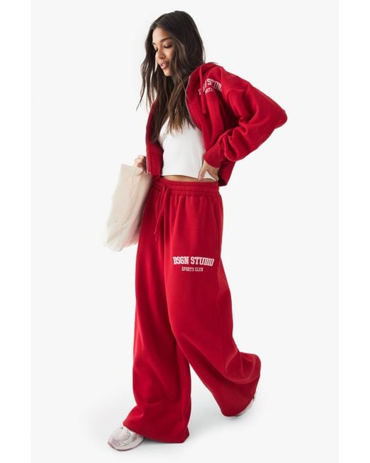 Pantalón Deportivo Recto Con Estampado Dsgn Boohoo de color Red