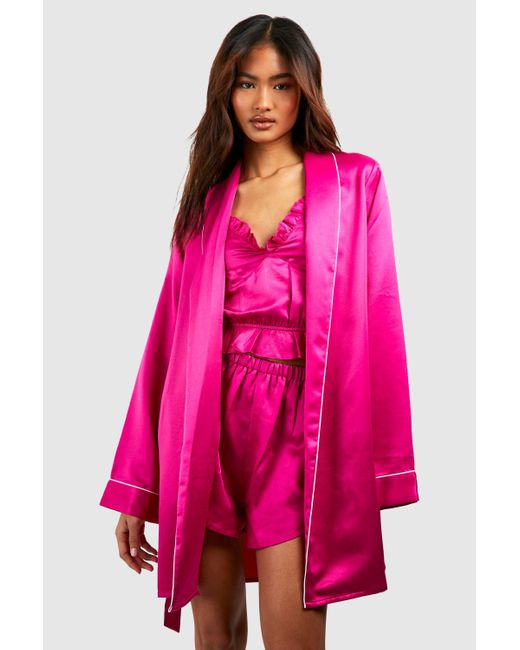 Boohoo Pink Tall Satin Mini Robe