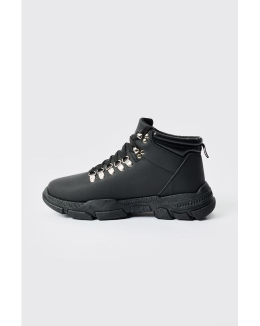 BoohooMAN Chunky Sole Worker Boot In Black for men