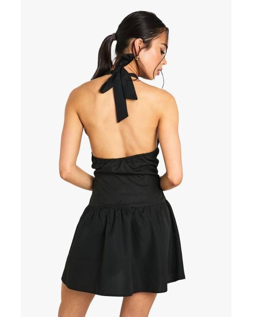 Boohoo Women's Black Halterneck Button Down Smock Dress -  www.rajagirimanappuram.com