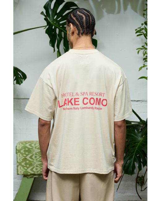 BoohooMAN Oversize T-Shirt mit Lake Como Text Print in Green für Herren