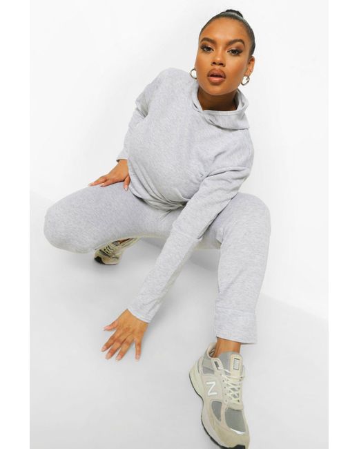 Boohoo Synthetic Plus Loopback Hoody And Jogger Set in Grey (Gray) - Lyst