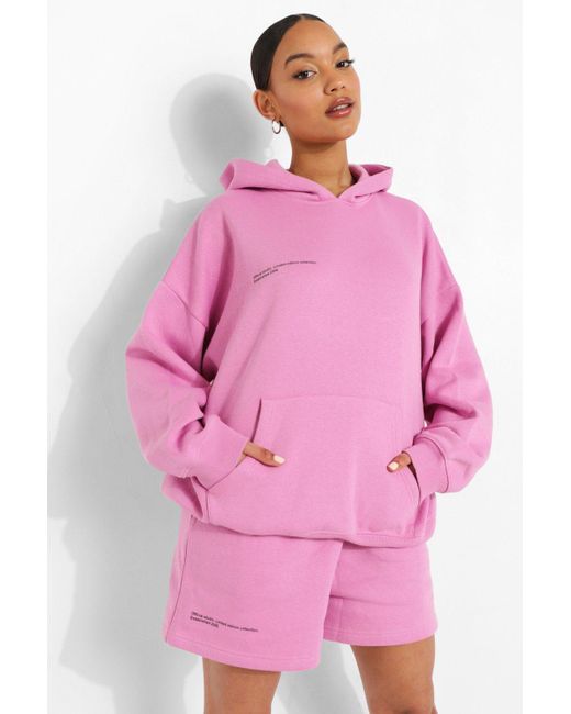 Boohoo Official Studio Text Short Tracksuit in Pink | Lyst UK