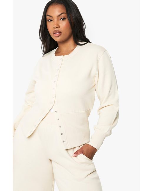 Chándal Plus Con Sudadera Y Bomber Con Botones De Presión Boohoo de color Natural