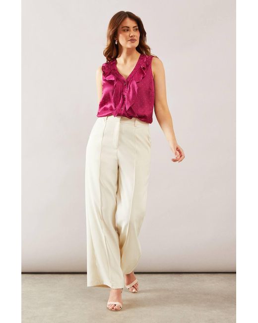 Wallis Pink Hotfix Ruffle Sleeveless Blouse