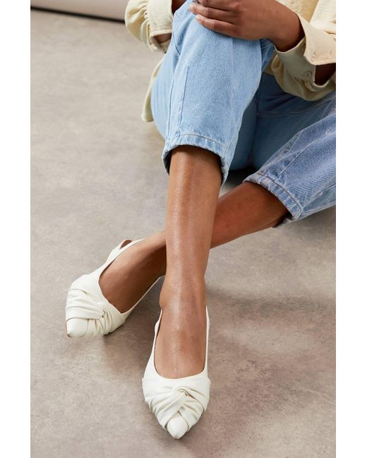 Wallis Blue Laurie Faux Leather Soft Twist Low Heel Pointed Slingback Shoes