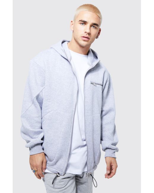 BoohooMAN Oversized Piping Zip Hoodie in Blue for Men | Lyst