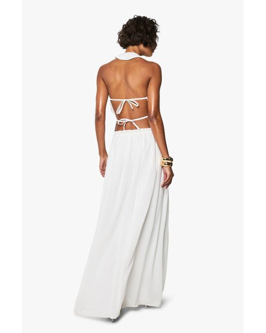 Boohoo White Tall Chiffon Frill Waist Maxi Skirt