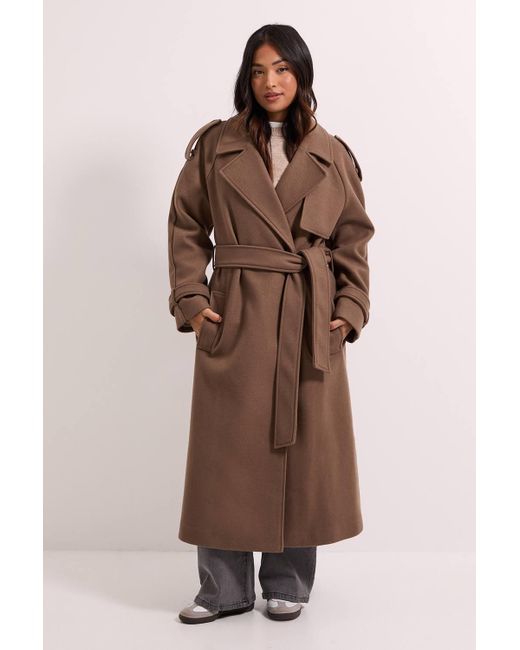 Dorothy Perkins Women's Brown Petite Belted Trench