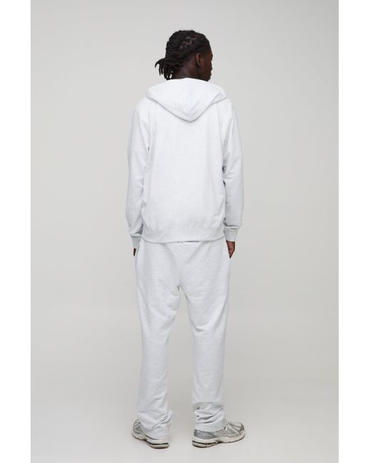 BoohooMAN Blue 260gsm Loopback Basic Regular Fit Zip Through Hoodie And Straight Leg Jogger Set for men