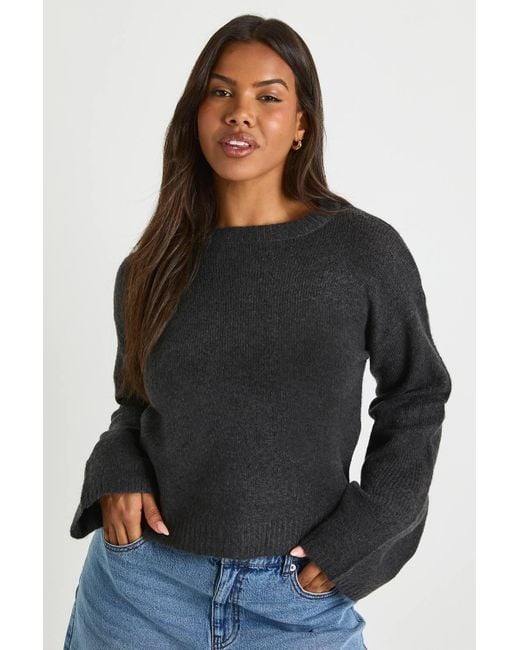 Boohoo Women's Black Super Soft Crew Knitted Sweater