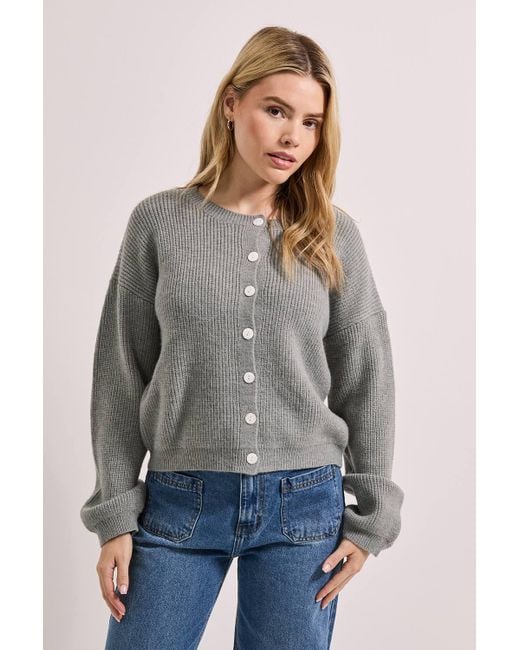 Dorothy Perkins Gray Soft Contrast Button Cardigan